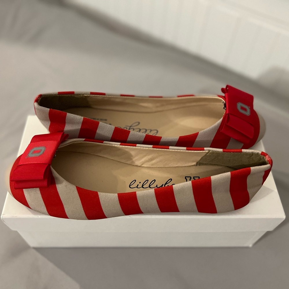 Ohio State Buckeyes LillyBee U flats with removable Bow